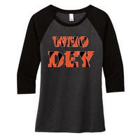 Who Dey Women's Tri-Blend 3/4-Sleeve Raglan Shirt