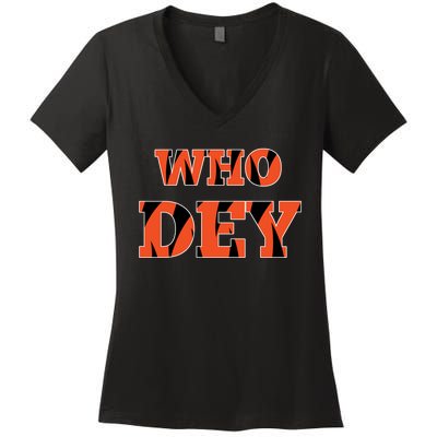 Who Dey Women's V-Neck T-Shirt