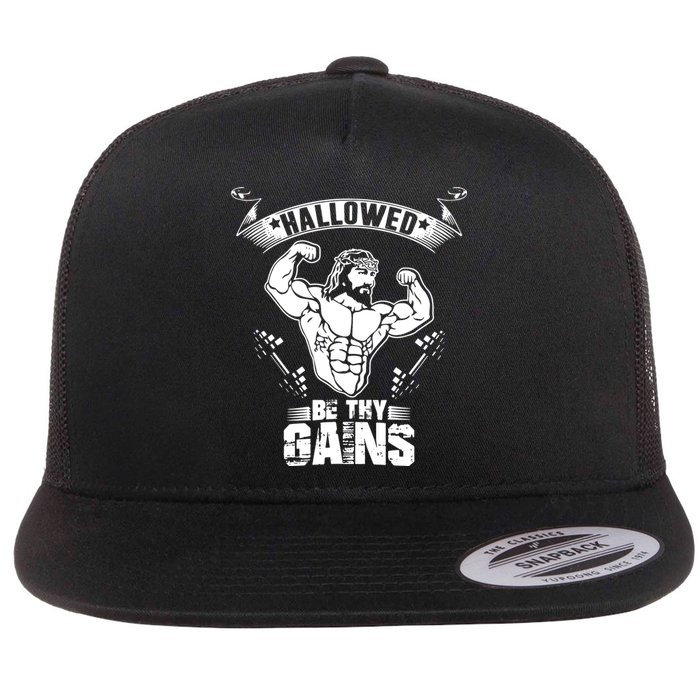 Jesus Bodybuilding Flat Bill Trucker Hat