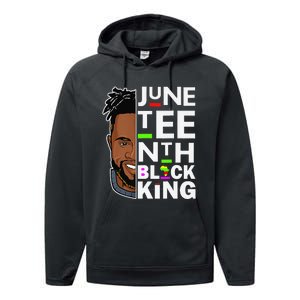 Juneteenth Black King Melanin Father Dad Son Dad Da Performance Fleece Hoodie