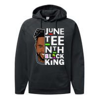 Juneteenth Black King Melanin Father Dad Son Dad Da Performance Fleece Hoodie