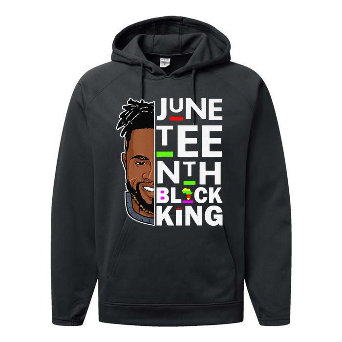 Juneteenth Black King Melanin Father Dad Son Dad Da Performance Fleece Hoodie