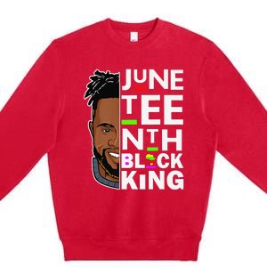 Juneteenth Black King Melanin Father Dad Son Dad Da Premium Crewneck Sweatshirt