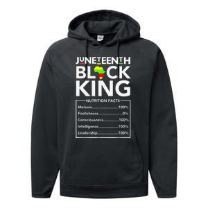 Juneteenth Black King Nutritional Facts Melanin Father Performance Fleece Hoodie