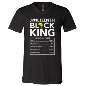 Juneteenth Black King Nutritional Facts Melanin Father V-Neck T-Shirt