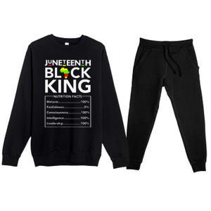 Juneteenth Black King Nutritional Facts Melanin Father Premium Crewneck Sweatsuit Set