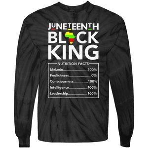 Juneteenth Black King Nutritional Facts Melanin Father Tie-Dye Long Sleeve Shirt