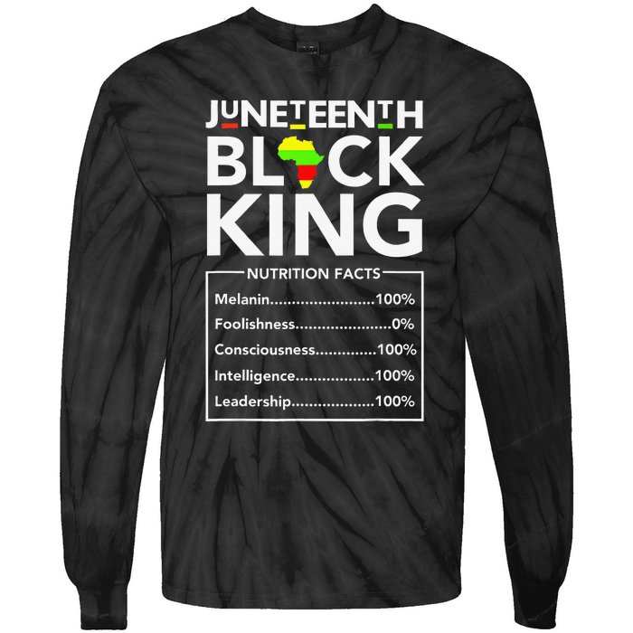 Juneteenth Black King Nutritional Facts Melanin Father Tie-Dye Long Sleeve Shirt