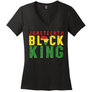 Juneteenth Black King Emancipation Day Melanin Pride Women's V-Neck T-Shirt