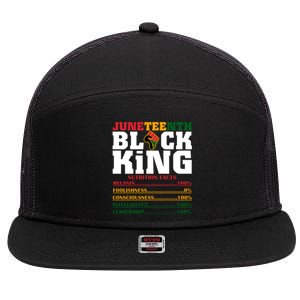 Juneteenth Black King Nutrition Facts African Black Funny Gift 7 Panel Mesh Trucker Snapback Hat