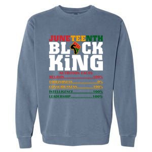 Juneteenth Black King Nutrition Facts African Black Funny Gift Garment-Dyed Sweatshirt