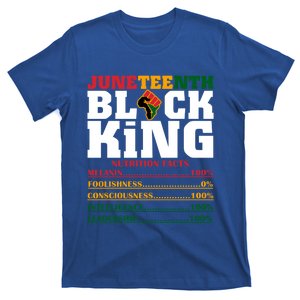 Juneteenth Black King Nutrition Facts African Black Funny Gift T-Shirt