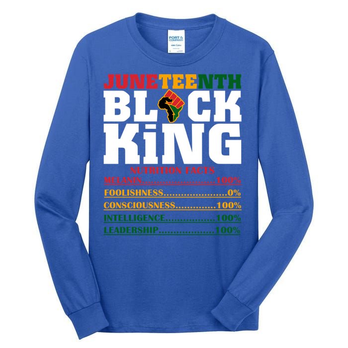 Juneteenth Black King Nutrition Facts African Black Funny Gift Tall Long Sleeve T-Shirt