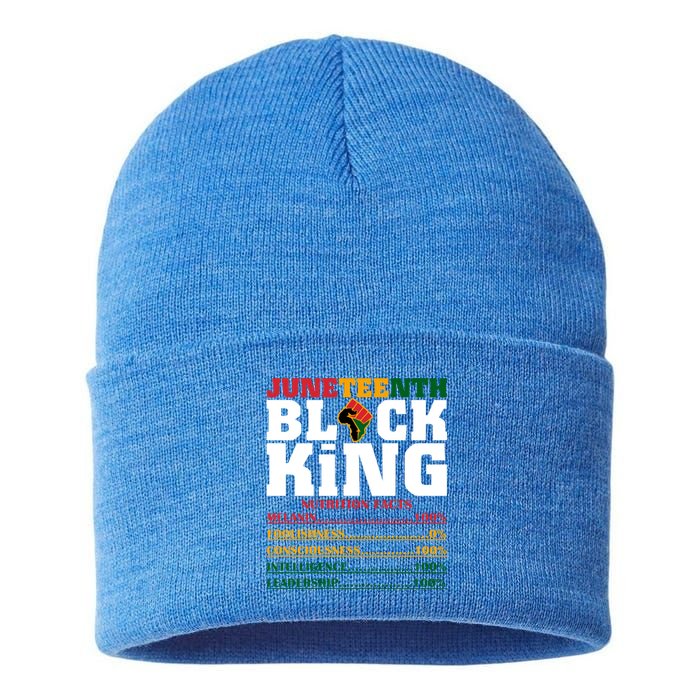 Juneteenth Black King Nutrition Facts African Black Funny Gift Sustainable Knit Beanie