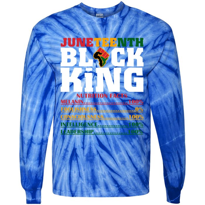 Juneteenth Black King Nutrition Facts African Black Funny Gift Tie-Dye Long Sleeve Shirt