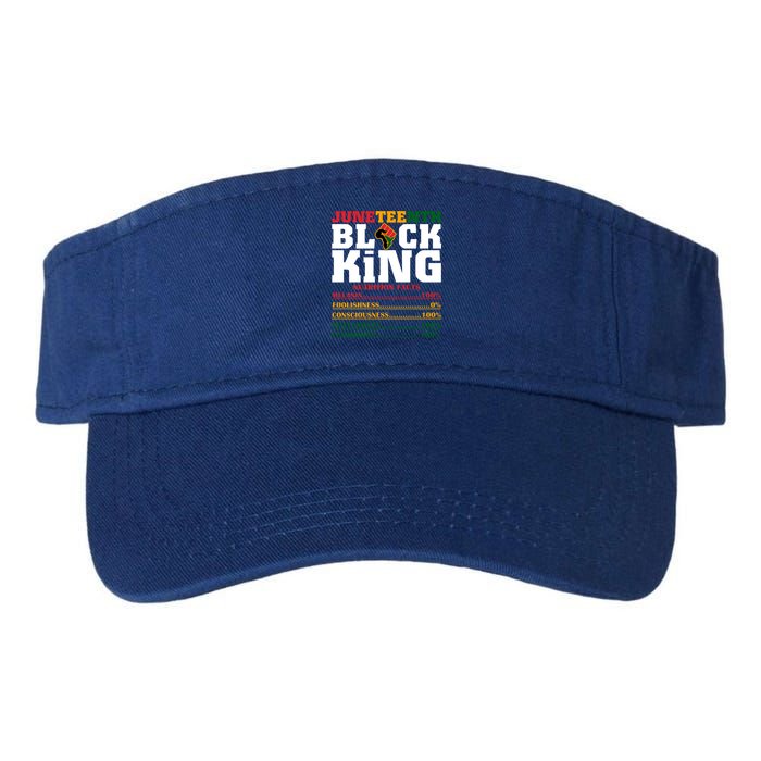 Juneteenth Black King Nutrition Facts African Black Funny Gift Valucap Bio-Washed Visor