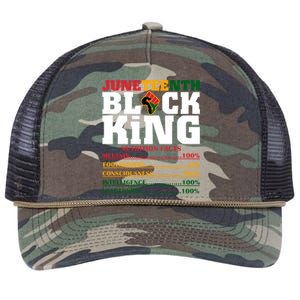 Juneteenth Black King Nutrition Facts African Black Funny Gift Retro Rope Trucker Hat Cap