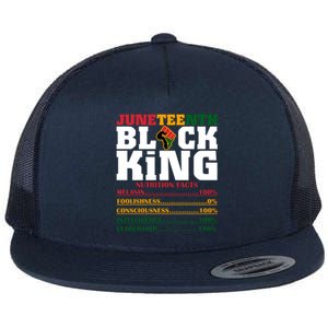 Juneteenth Black King Nutrition Facts African Black Funny Gift Flat Bill Trucker Hat