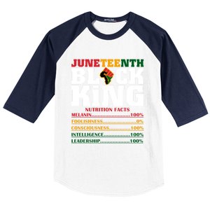 Juneteenth Black King Nutrition Facts African Black Funny Gift Baseball Sleeve Shirt