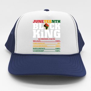 Juneteenth Black King Nutrition Facts African Black Funny Gift Trucker Hat