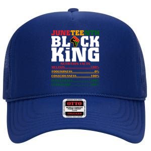 Juneteenth Black King Nutrition Facts African Black Funny Gift High Crown Mesh Back Trucker Hat