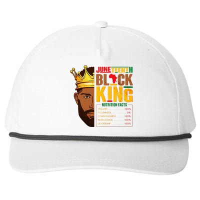 Juneteenth Black King Nutritional Facts Pride African Snapback Five-Panel Rope Hat