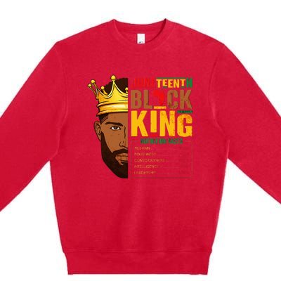 Juneteenth Black King Nutritional Facts Pride African Premium Crewneck Sweatshirt