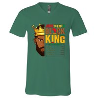 Juneteenth Black King Nutritional Facts Pride African V-Neck T-Shirt