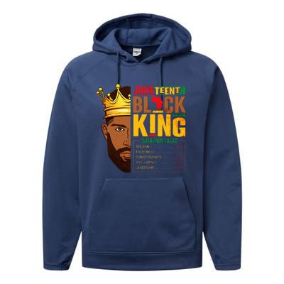 Juneteenth Black King Nutritional Facts Pride African Performance Fleece Hoodie