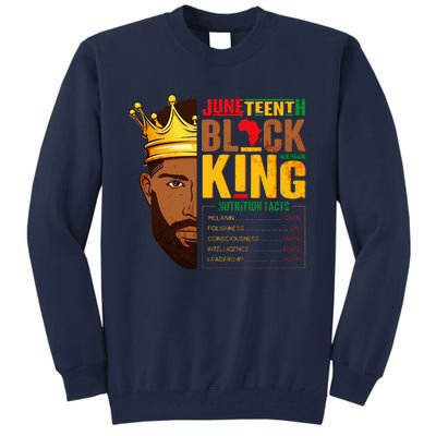 Juneteenth Black King Nutritional Facts Pride African Tall Sweatshirt