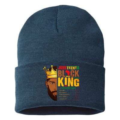 Juneteenth Black King Nutritional Facts Pride African Sustainable Knit Beanie