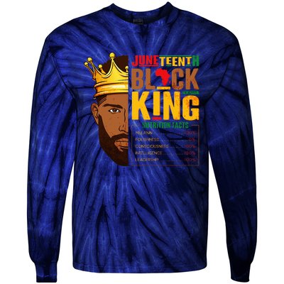 Juneteenth Black King Nutritional Facts Pride African Tie-Dye Long Sleeve Shirt