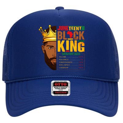 Juneteenth Black King Nutritional Facts Pride African High Crown Mesh Back Trucker Hat