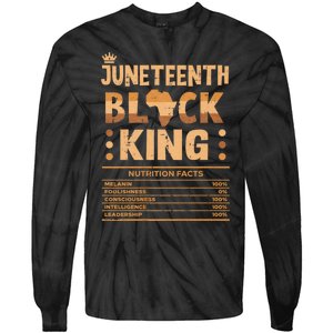 Juneteenth Black King Nutrition Facts Melanin Matching Dad Tie-Dye Long Sleeve Shirt