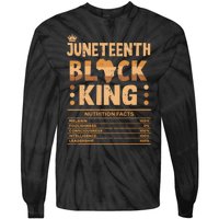 Juneteenth Black King Nutrition Facts Melanin Matching Dad Tie-Dye Long Sleeve Shirt