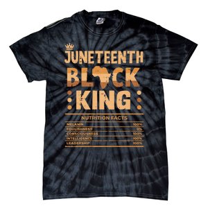 Juneteenth Black King Nutrition Facts Melanin Matching Dad Tie-Dye T-Shirt