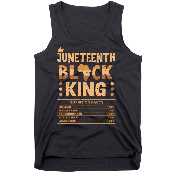 Juneteenth Black King Nutrition Facts Melanin Matching Dad Tank Top