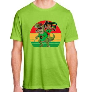 Juneteenth Black King Riding T Rex Dino Funny Adult ChromaSoft Performance T-Shirt