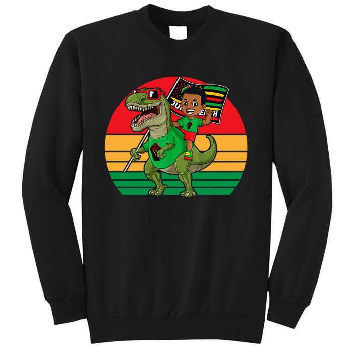 Juneteenth Black King Riding T Rex Dino Funny Sweatshirt