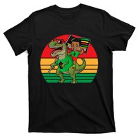 Juneteenth Black King Riding T Rex Dino Funny T-Shirt