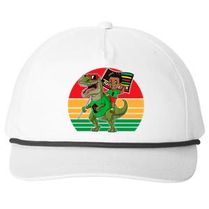 Juneteenth Black King Riding T Rex Dino Funny Snapback Five-Panel Rope Hat