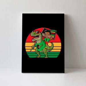 Juneteenth Black King Riding T Rex Dino Funny Canvas