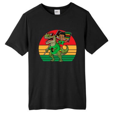 Juneteenth Black King Riding T Rex Dino Funny Tall Fusion ChromaSoft Performance T-Shirt