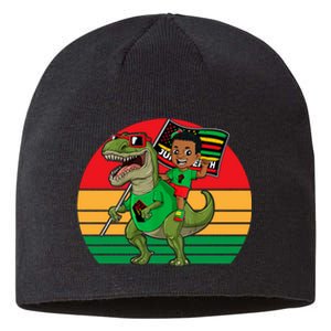 Juneteenth Black King Riding T Rex Dino Funny Sustainable Beanie