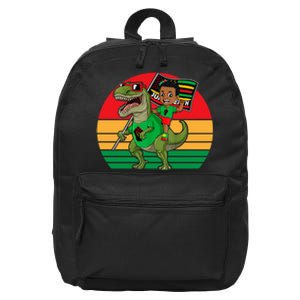 Juneteenth Black King Riding T Rex Dino Funny 16 in Basic Backpack