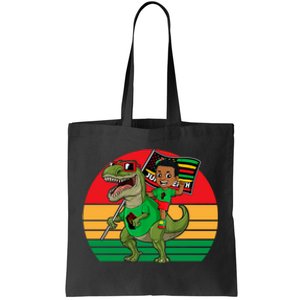 Juneteenth Black King Riding T Rex Dino Funny Tote Bag