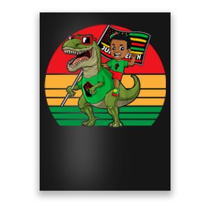 Juneteenth Black King Riding T Rex Dino Funny Poster