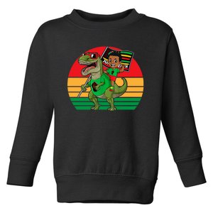 Juneteenth Black King Riding T Rex Dino Funny Toddler Sweatshirt