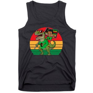 Juneteenth Black King Riding T Rex Dino Funny Tank Top