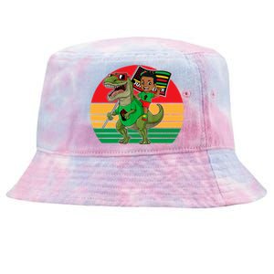 Juneteenth Black King Riding T Rex Dino Funny Tie-Dyed Bucket Hat